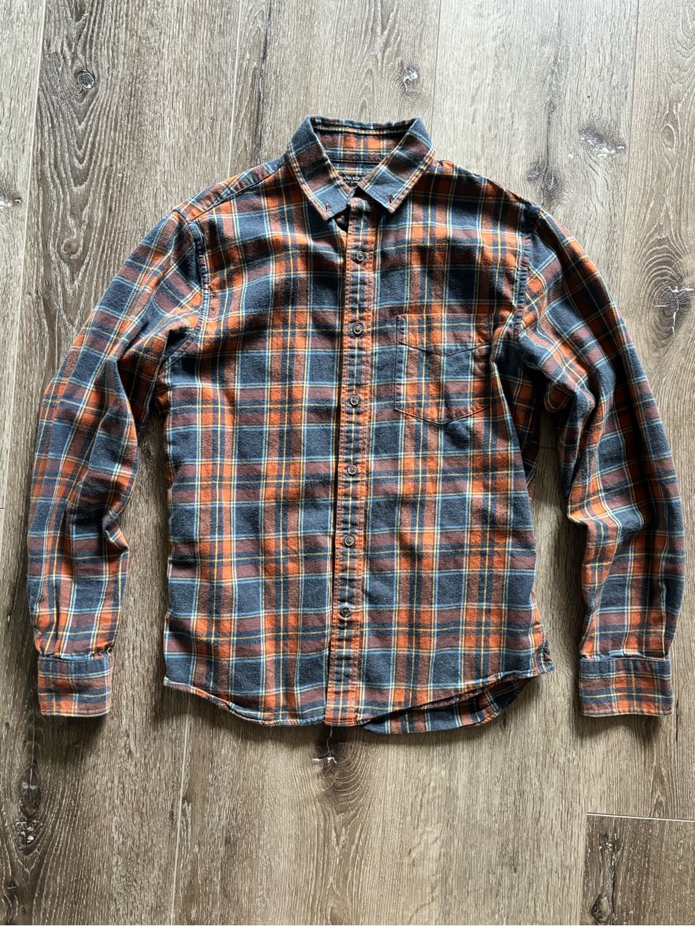Banana Republic Orange and Gray Plaid Button-Down Shirt